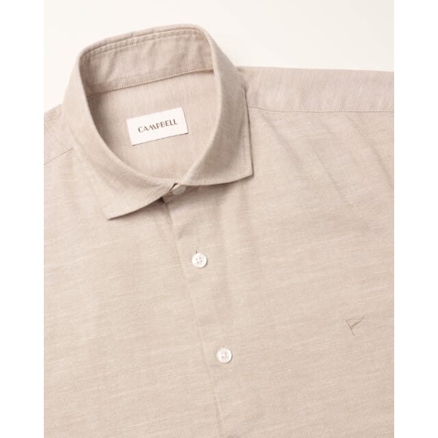 Campbell Casual Overhemd Lemon Pepper Beige Heren