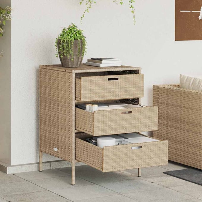 vidaXL - Tuinkast - 55x59x80 - cm - poly - rattan - beige