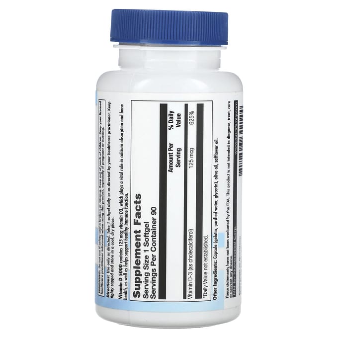 Nutra BioGenesis, vitamine D 5000, 125 mcg, 90 gélules