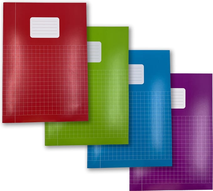 Schriften A4 formaat Ruit 10 mm - Vrolijk gekleurd - 5 pak- Schoolschrift geruit - DULA