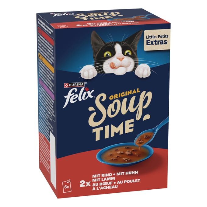 Felix Nat Kattenvoer met Rund, Kip & Lam, Soep Original (6x48 g), 288 g