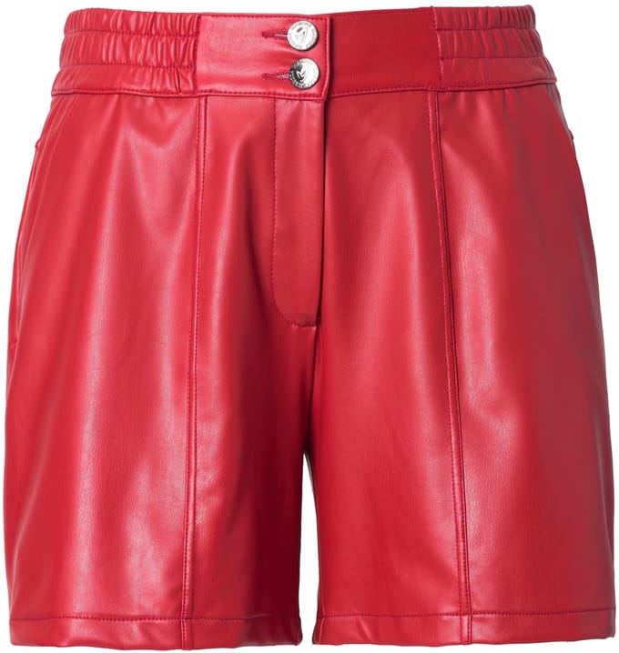 MIAMODA - Dames - Short wijde pijpen leerlook - Rood - Maat 54
