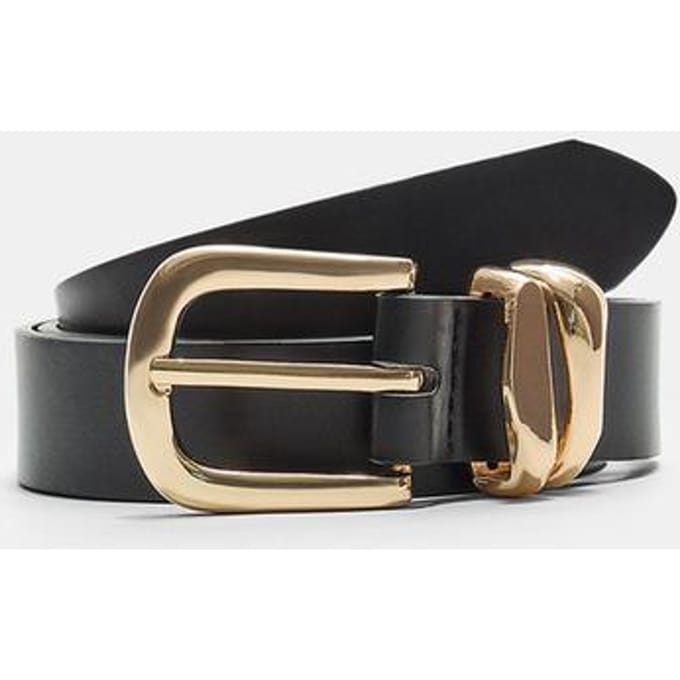 Stradivarius Basisriem met dubbele ring  Zwart 80