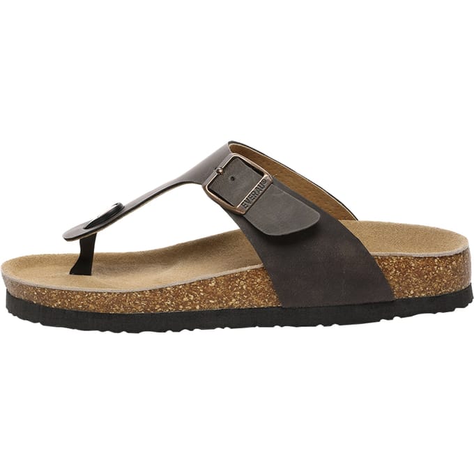 EVER AU Women Flamingo Leather Toe Thong Sandalen - Bruin Geolied Leer