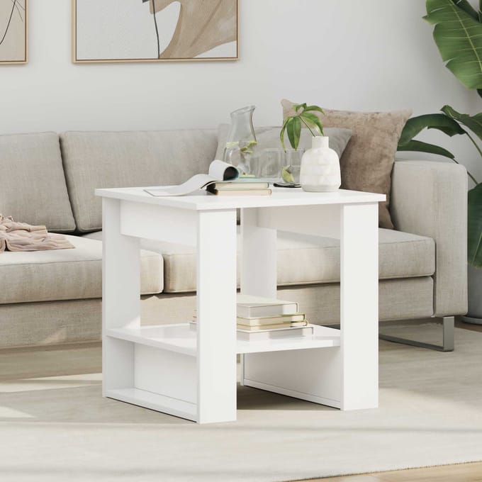 vidaXL - Salontafel - Wit - 51 - x - 50 - x - 50 - cm - Bewerkt - hout
