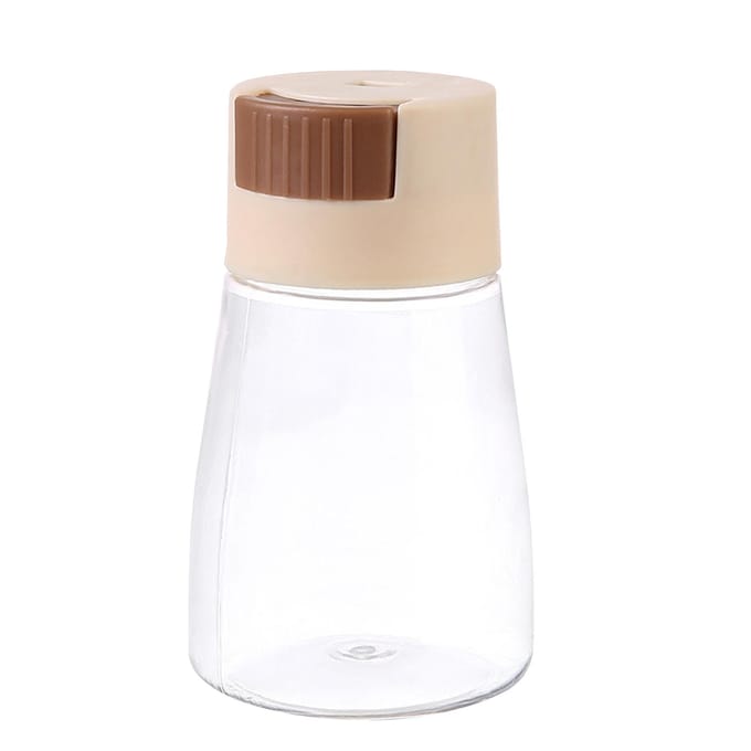 Salière Type Pression Multifonctionnelle Plastique Distributeur d'Épices Quantitatif Bouteille d'Assaisonnement Beige beige