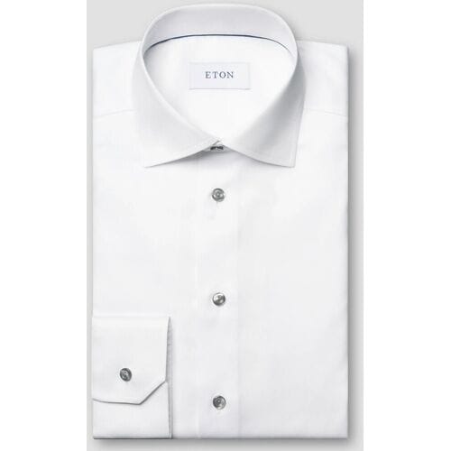 Eton Overhemd Luxury Signature Twill Uni Color Cotton Wit / male