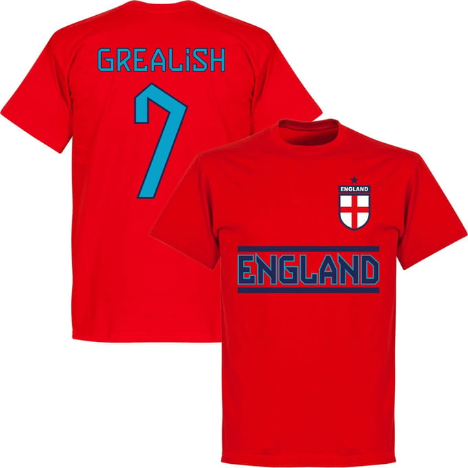 Engeland Grealish 7 Team T-Shirt - Rood - 3XL