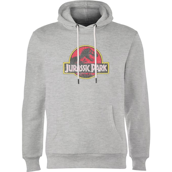 Jurassic Park Logo Vintage Hoodie - Grey - S