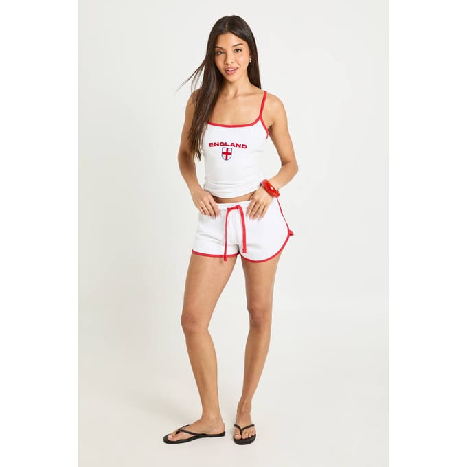 boohoo Dames Runner Sweat Short Met Contrasterende Bies | Wit | Maat: Medium