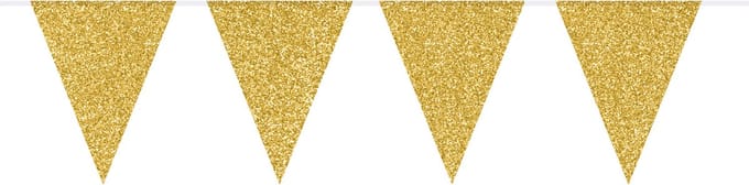 Folat - Vlaggenlijn Glamour Glitter Goudkleurig - 6 meter