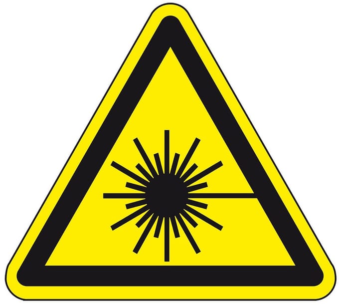 Waarschuwingsbord laserstraal - kunststof - W004 100 mm