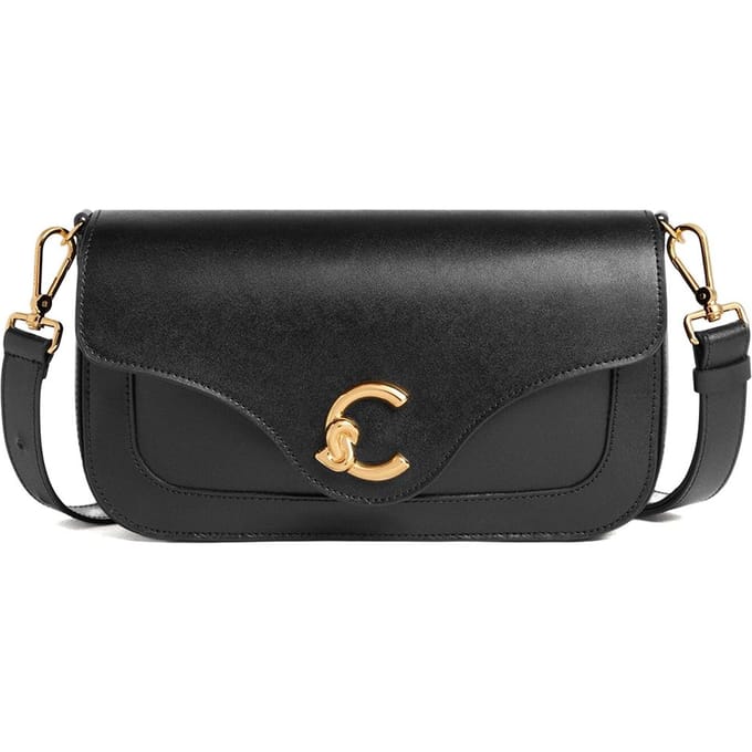 COCCINELLE Leren schoudertas C-Me Calf Shoulder Bag Noir zwart