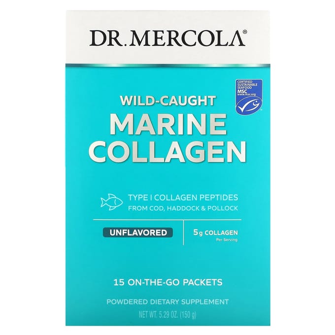 Dr. Mercola, Collagène Marin Naturel, Non Aromatisé, 15 Sachets