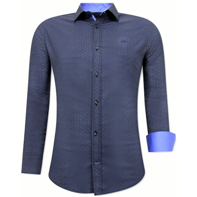 Heren Overhemd met Print - Slim Fit - 3067NW - Zwart