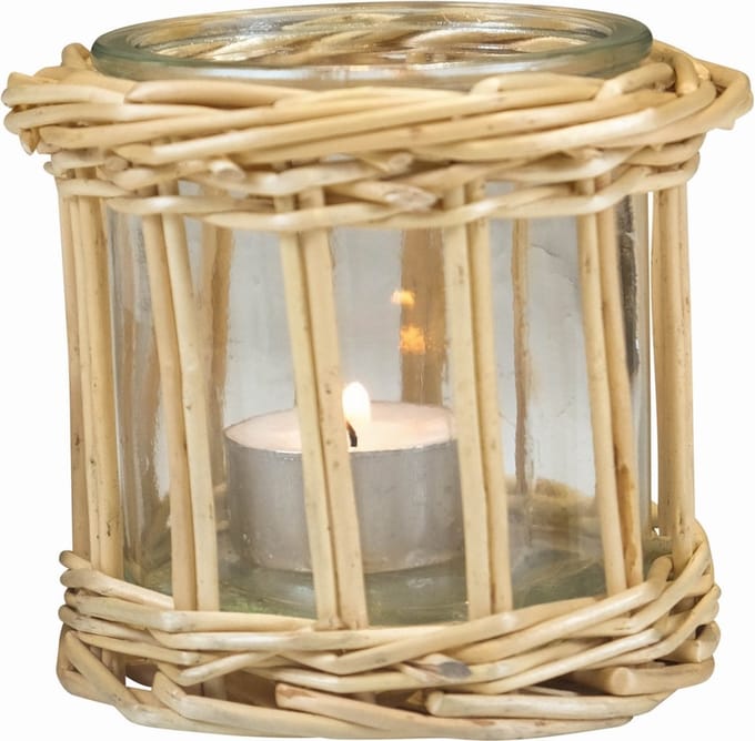 rotan windlicht recht enkel 9cm