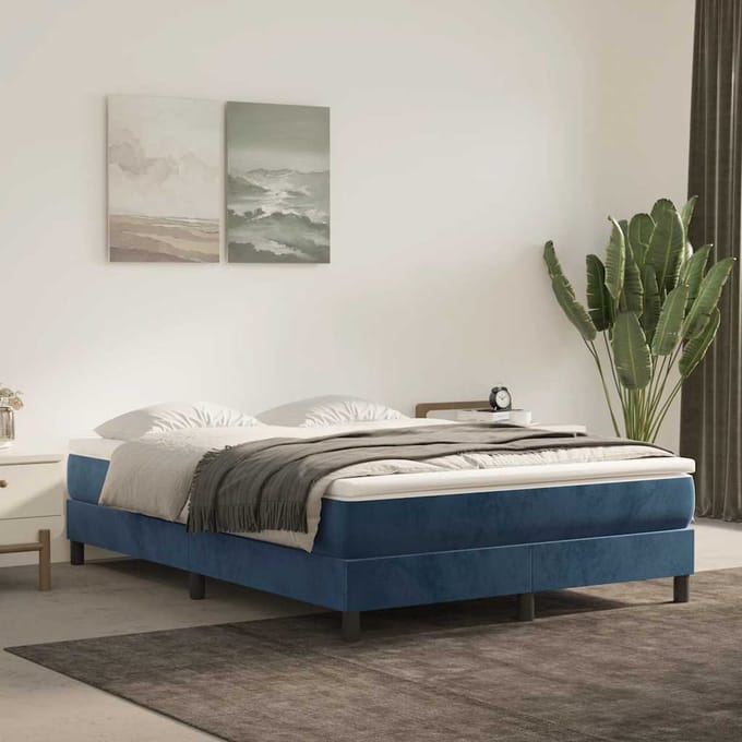 vidaXL - Pocketveringmatras - medium - 140x210x20 - cm - fluweel - donkerblauw