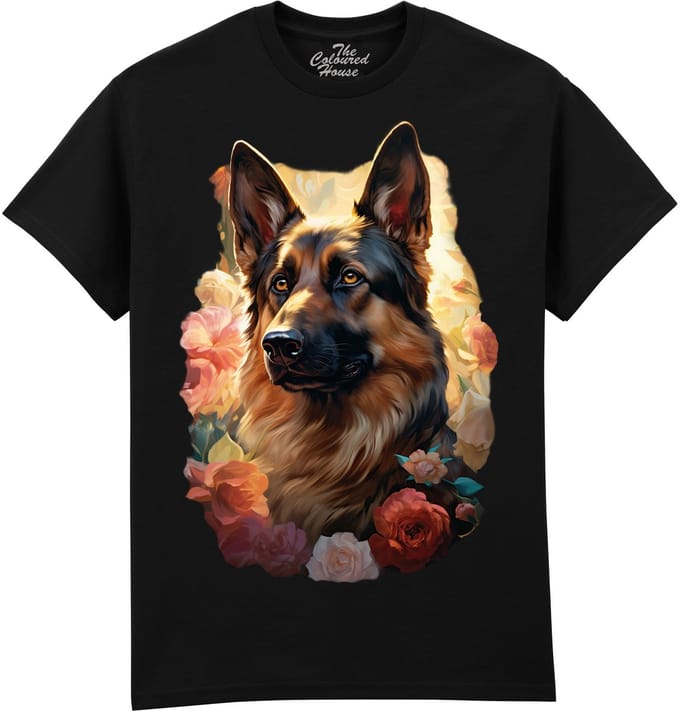 Duitse Herder German Shepherd Portrait The Coloured House T-shirt M