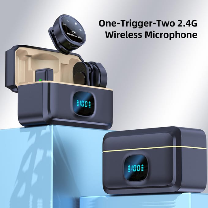 One-Trigger-Two 2.4G draadloze microfoon met magnetische bevestiging en clip-on microfoon voor smartphonegeluid Lightning