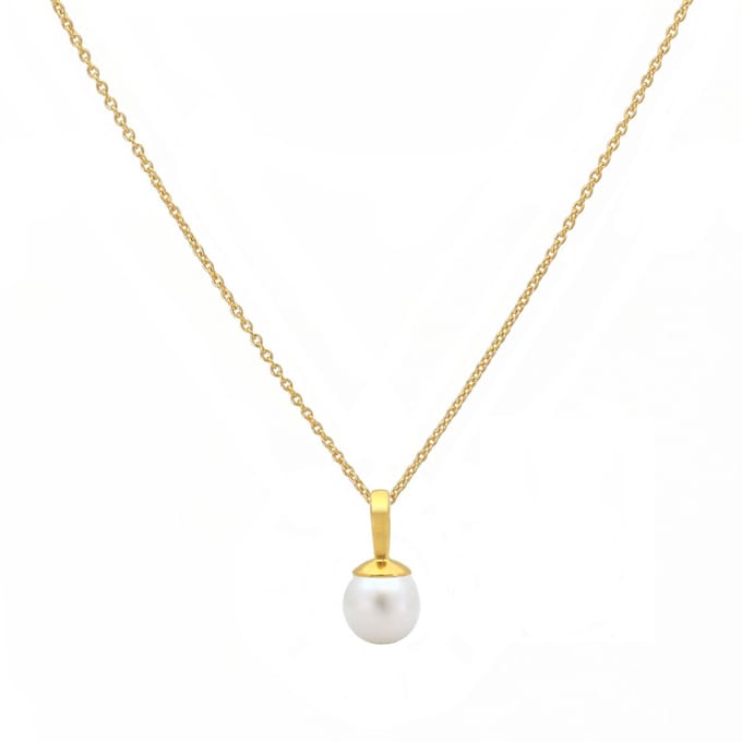ARLIZI 2270 Ketting wit zoetwaterparel hanger - verguld - 44 cm