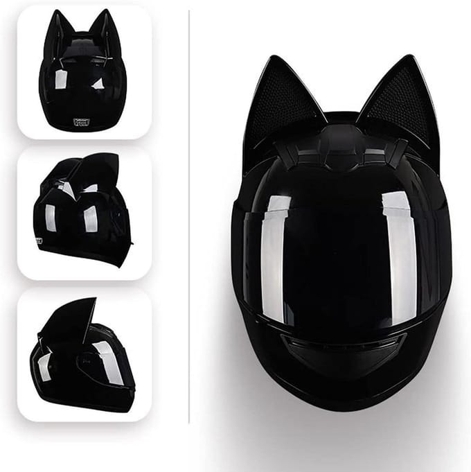 Motorhelm - Integraalhelm - Veilig Rijden - Verwijderbare Oren - M 54-56CM - Zwart