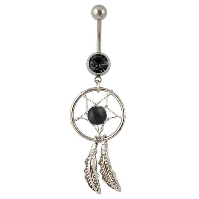 Fako Bijoux® - Navelpiercing - Dreamcatcher - Zwart