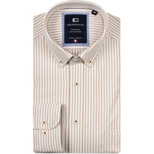 Giordano Overhemd Brando Soft Washed Oxford Gingham Stripe Button-Down Kitt / male