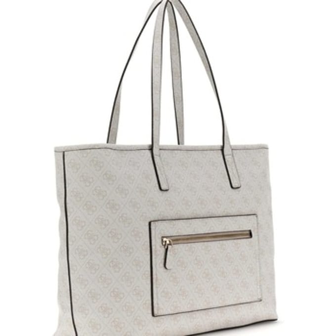 GUESS shopper schoudertas met laptopvak Power Play II Large Tech Tote Bone Logo crème