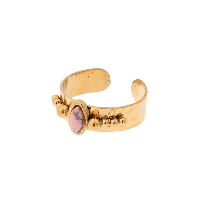 Biba Ring Ovaal Half Edelsteen meedere kleuren (ONE SIZE)