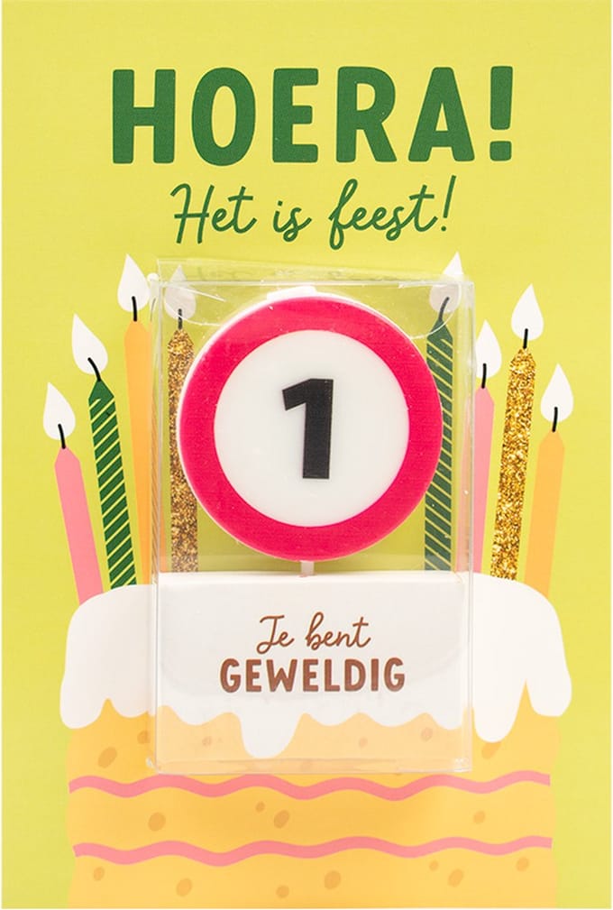 Verjaardagskaart met kaars | 1 jaar | Je bent geweldig
