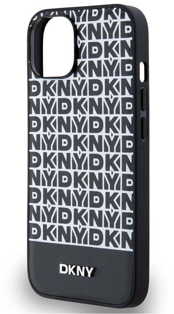 DKNY Repeat Bottom Stripe Back Case (MagSafe Compatible) - Geschikt voor Apple iPhone 13 (6.1") - Zwart