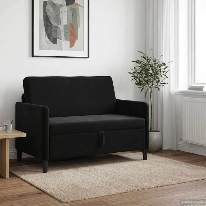 vidaXL - Sofa - met - Opbergruimte - Zwart - 122 - x - 78 - x - 87 - cm - Polyester