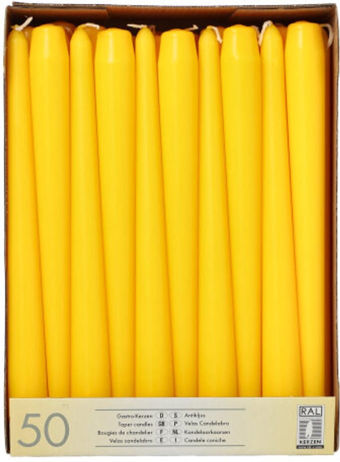 papstar leuchterkaarsen- 22 mm- geel- 50 stuks pack