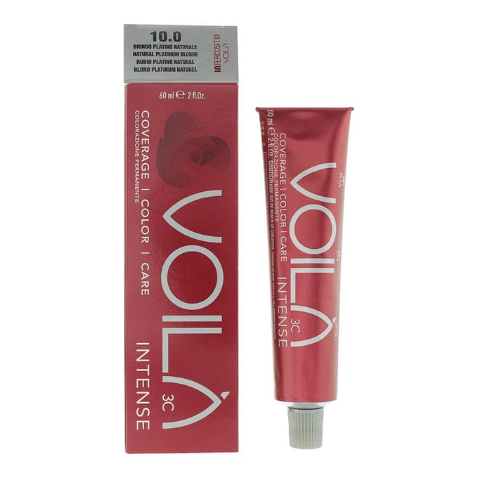 Intercosmo, Voila 3C Intense, Permanente Haarkleur, 10.0 Natuurlijk Platina Blond, 60 ml