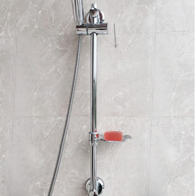 RVS Lift Type Douche Schuifstanghouder met Stang Zeepschaal Zuignap Installatie white