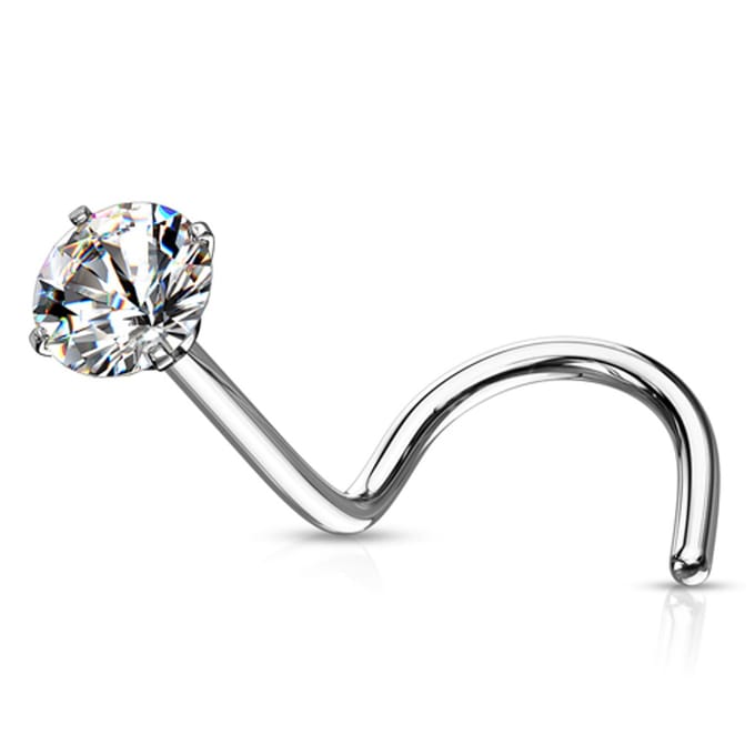 Neuspiercing PVD U-bocht prong set 0.8x6x2.5 - zilver wit - LMPiercings