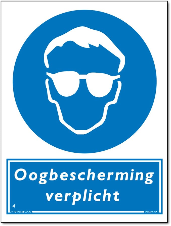 Oogbescherming verplicht bord - Forex - 30 x 40 cm