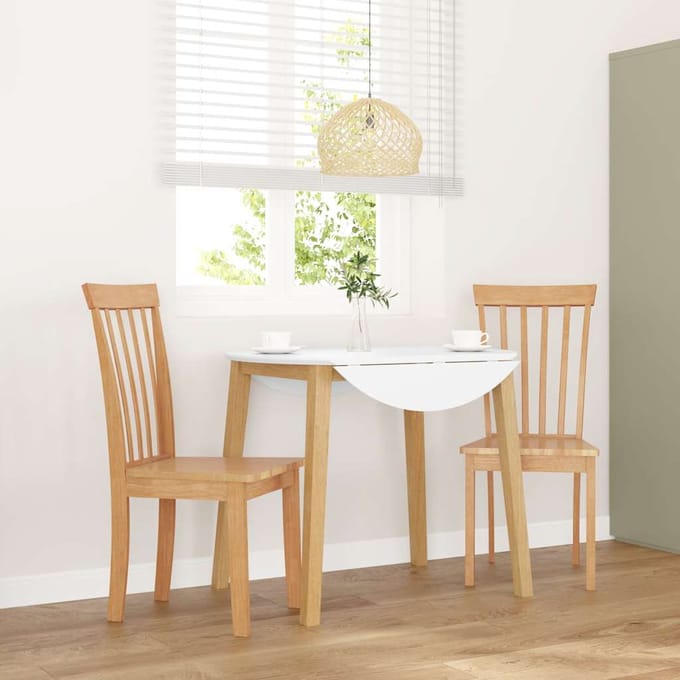 vidaXL - Eetkamerstoelen - 2 - st - massief - hout - naturel - rubber