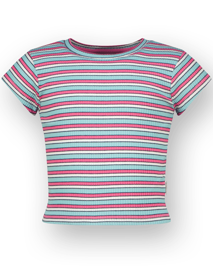 T-shirt Basic rib crop striped tee