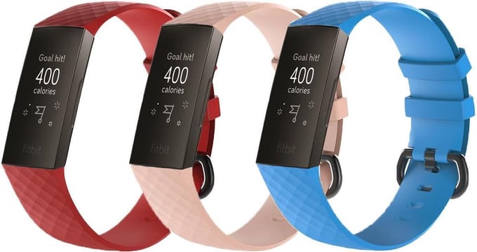 KELERINO. Siliconen bandjes geschikt voor Fitbit Charge 3 - 3-pack - Small