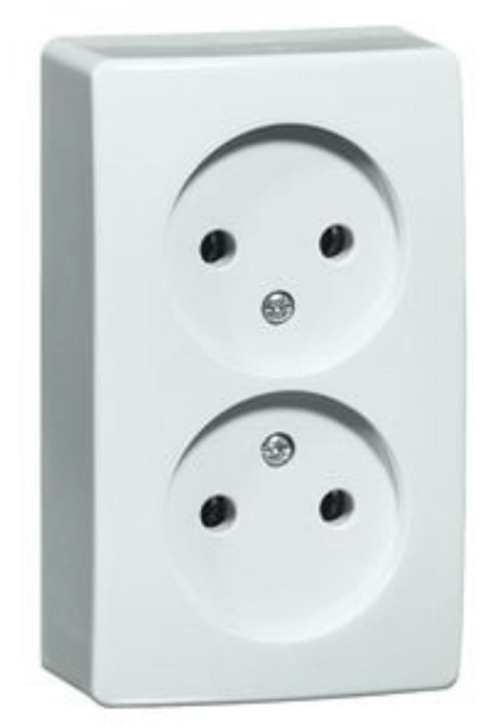 PEHA Opbouw Stopcontact Dubbel – Zonder Randaarde - Levend Wit