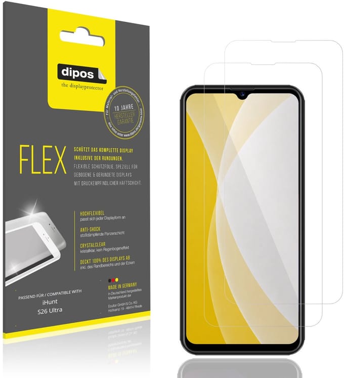 dipos – 2x Beschermfolie geschikt voor iHunt S26 Ultra | 3D Full Cover Screenprotector | 100% Passend