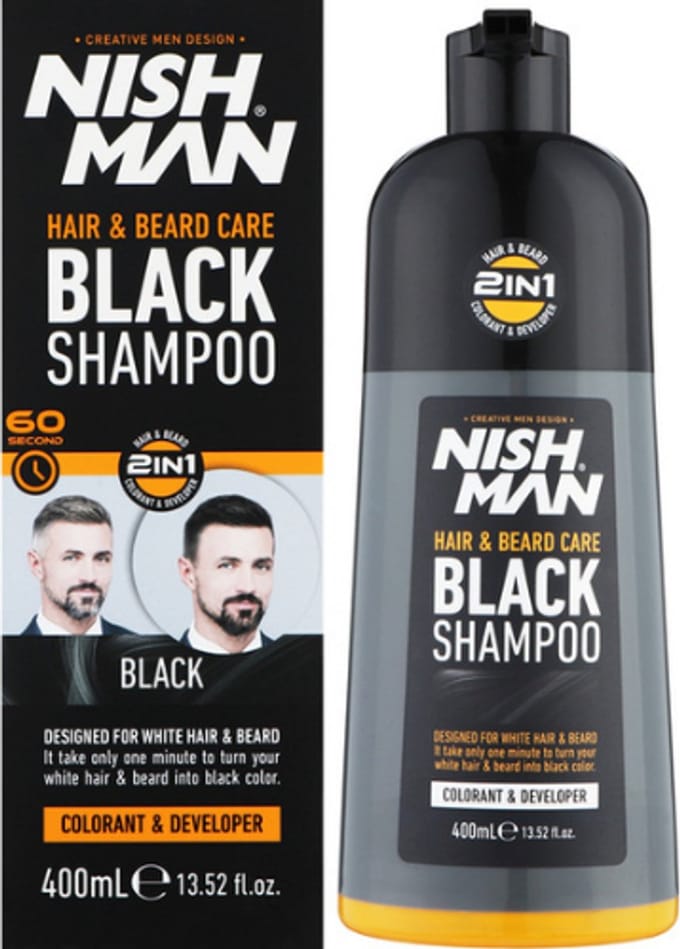 Nish Man Hair & Beard Care Black Shampoo - 400ml