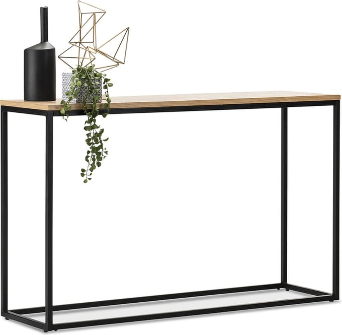 Console tafel Kittilä 80x100x30 cm zwart mat en eikenkleurig