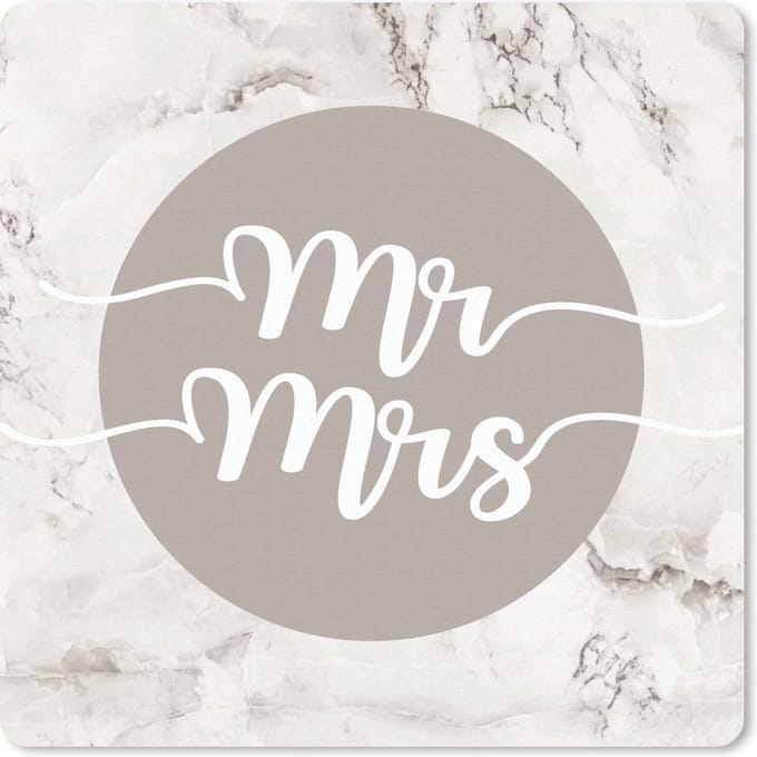 Muismat 20x20 cm - Mousepad Mr Mrs - Spreuken - Quotes - Trouwen - Muismatten