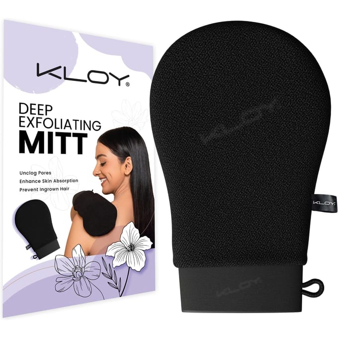 KLOY Badhandschoen voor Peeling, Lichaamsscrubber, Gemaakt van Viscose Rayon Vezel black