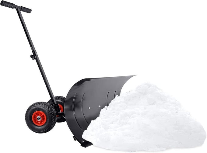 Sneeuwschep met Wielen en Verstelbaar Handvat - 75 cm Werkbreedte