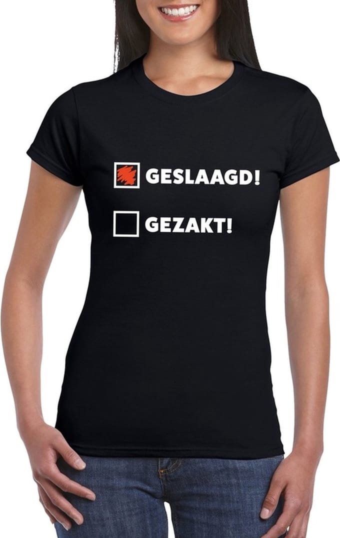 Geslaagd/ gezakt t-shirt zwart dames M
