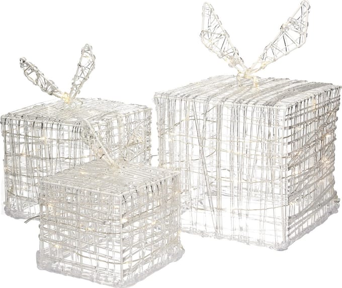 Nampook - 3 Geschenkdozen met kerstverlichting - 90 LEDs en timer