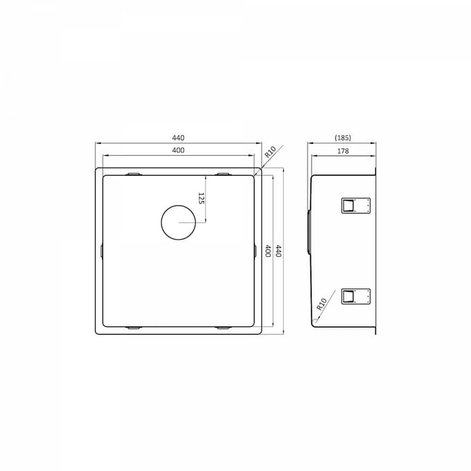 Lorreine Superplug series spoelbak 40x40cm RVS 40SP